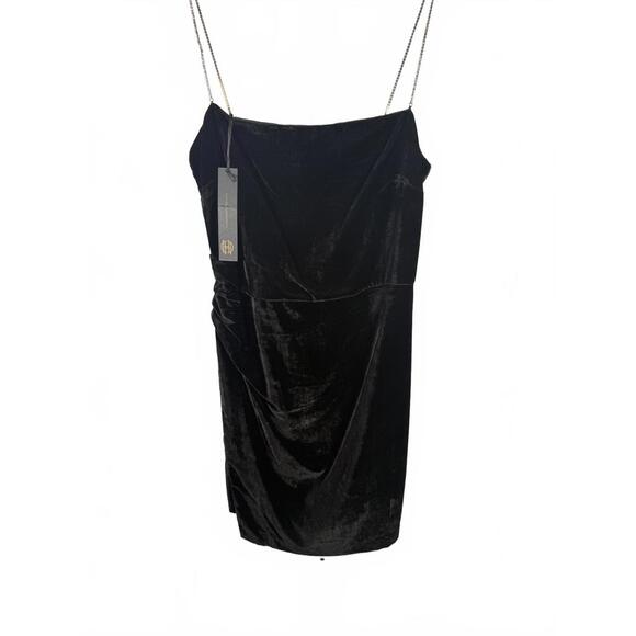 NWT House of Harlow 1960 x Revolve Black Velvet Mini Dress Size Small - Picture 1 of 5